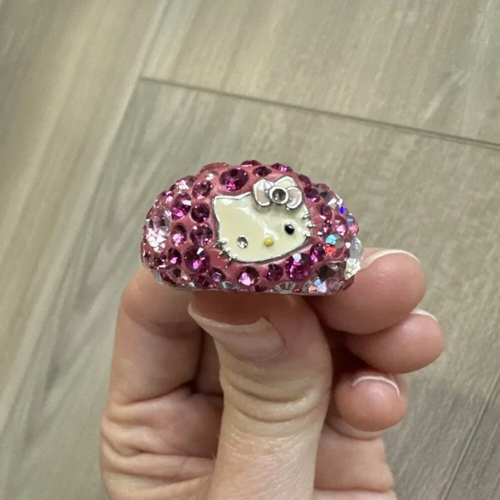 Swarovski × Hello kitty collaboration ring Kawaii Sanrio silver color Sz 58 8.5‎